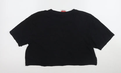Kappa Unisex Black Cropped T-Shirt, M, Casual