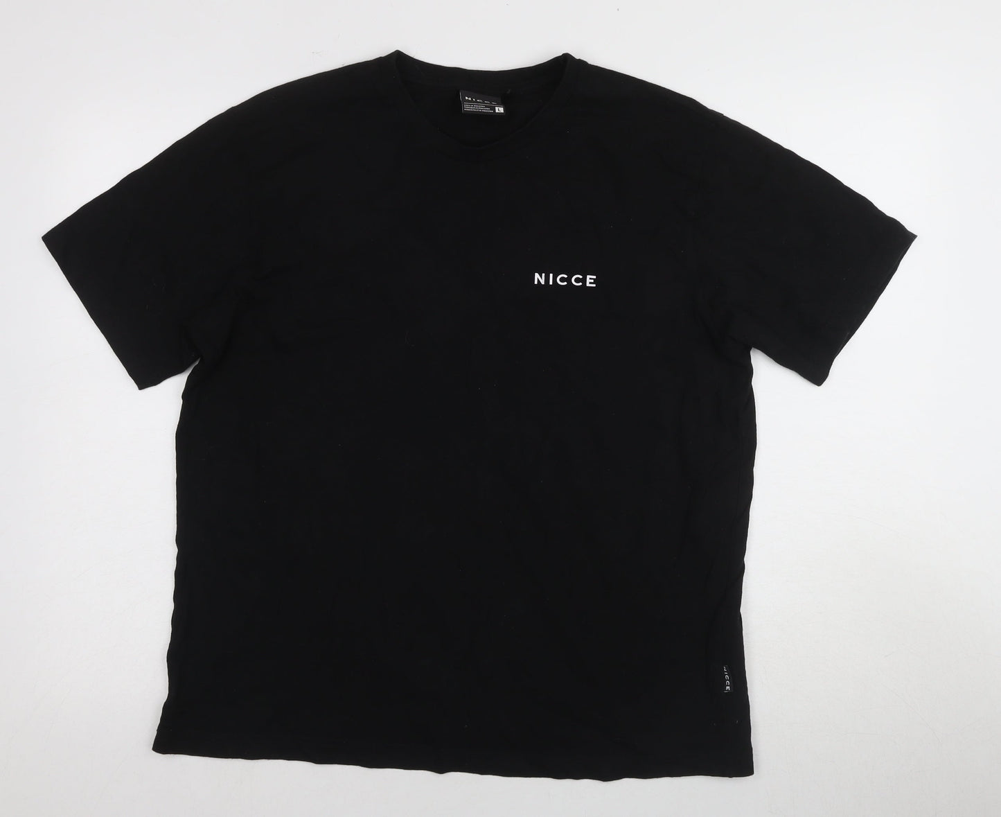 Nicce Men's Black Cotton Crew Neck T-Shirt - Large