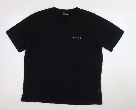 Nicce Men's Black Cotton Crew Neck T-Shirt - Large