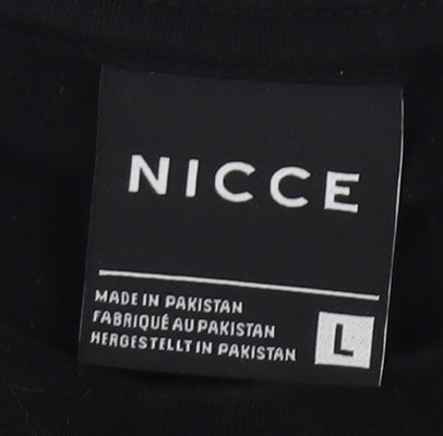 Nicce Men's Black Cotton Crew Neck T-Shirt - Large