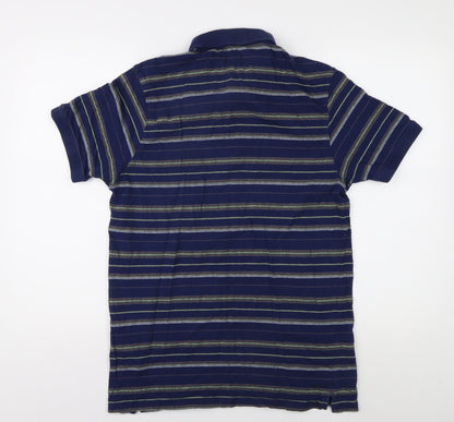 Peter Werth Men's Blue Striped Polo Shirt M