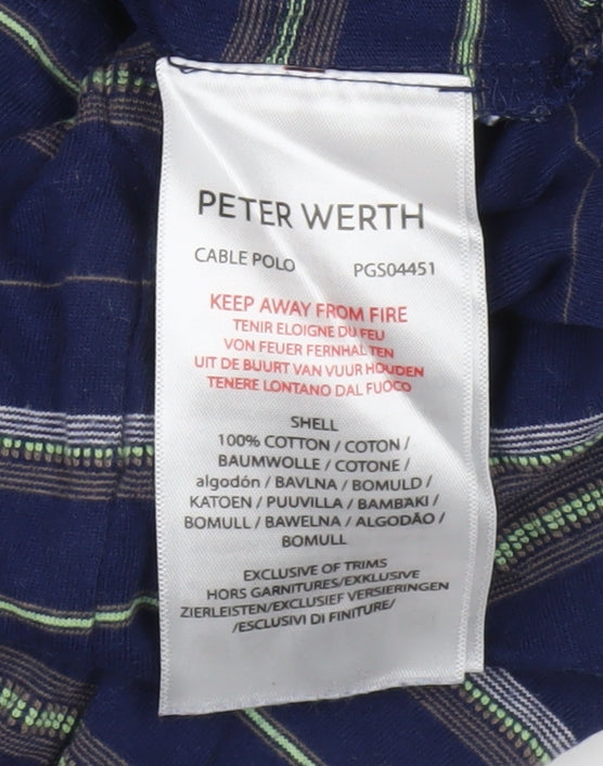 Peter Werth Men's Blue Striped Polo Shirt M