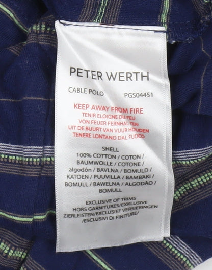 Peter Werth Men's Blue Striped Polo Shirt M