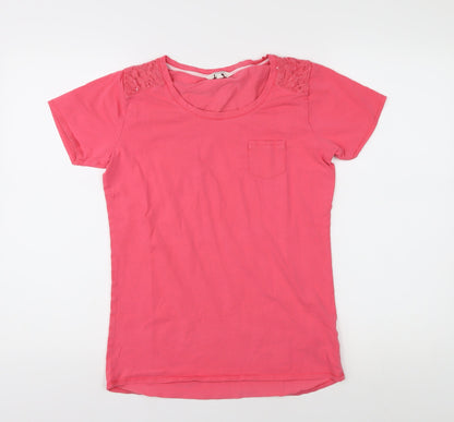 FatFace Women’s Pink Lace Accent T-Shirt Size 8