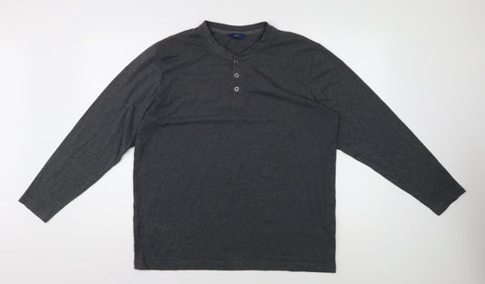 Cotton Traders Men's Grey Long Sleeve Polo L