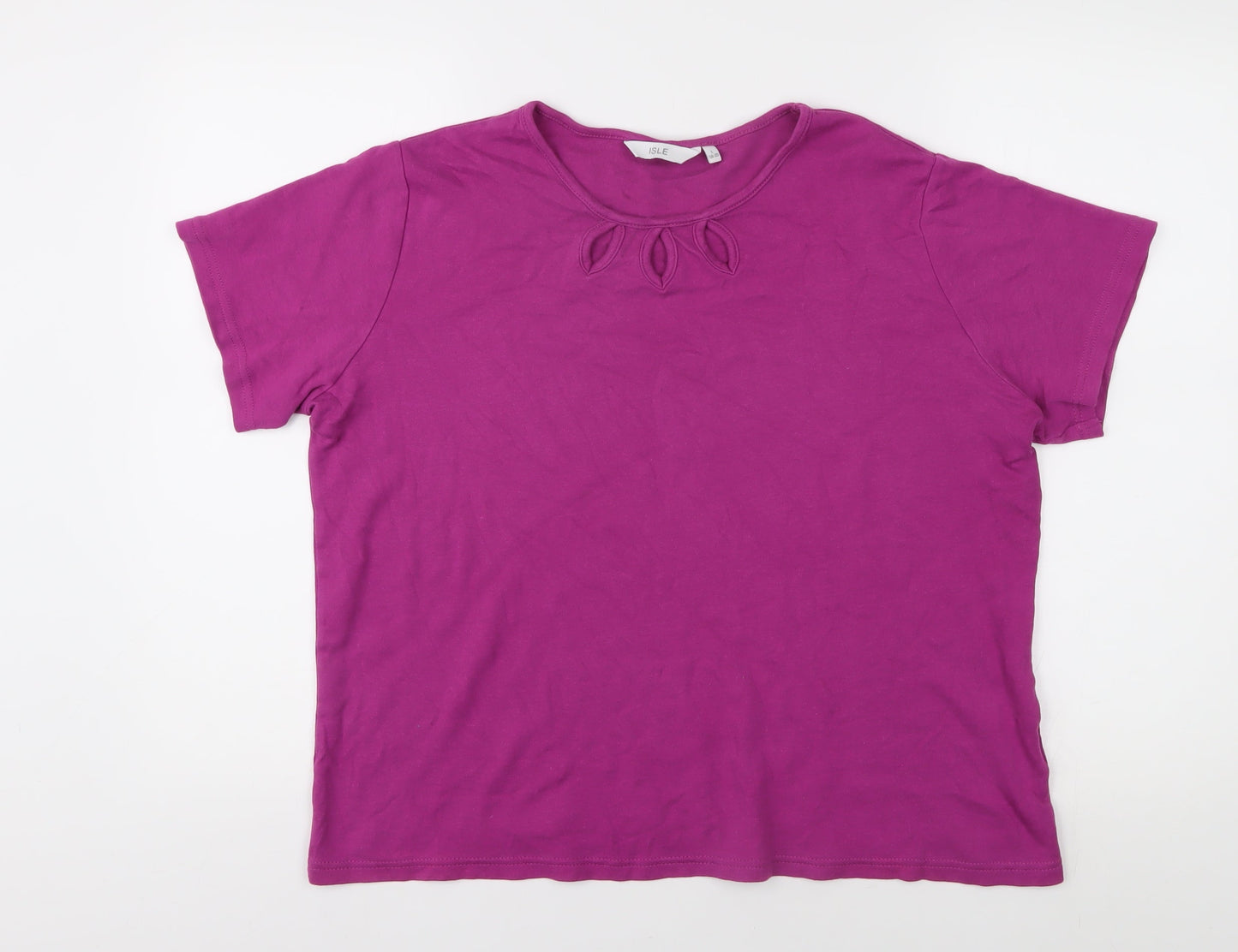 Isle Women's Purple Cotton T-Shirt, Size L - Casual Wear