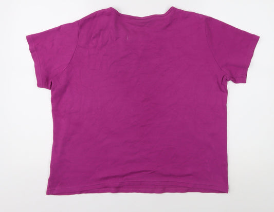 Isle Women's Purple Cotton T-Shirt, Size L - Casual Wear