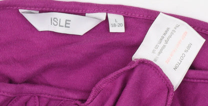 Isle Women's Purple Cotton T-Shirt, Size L - Casual Wear