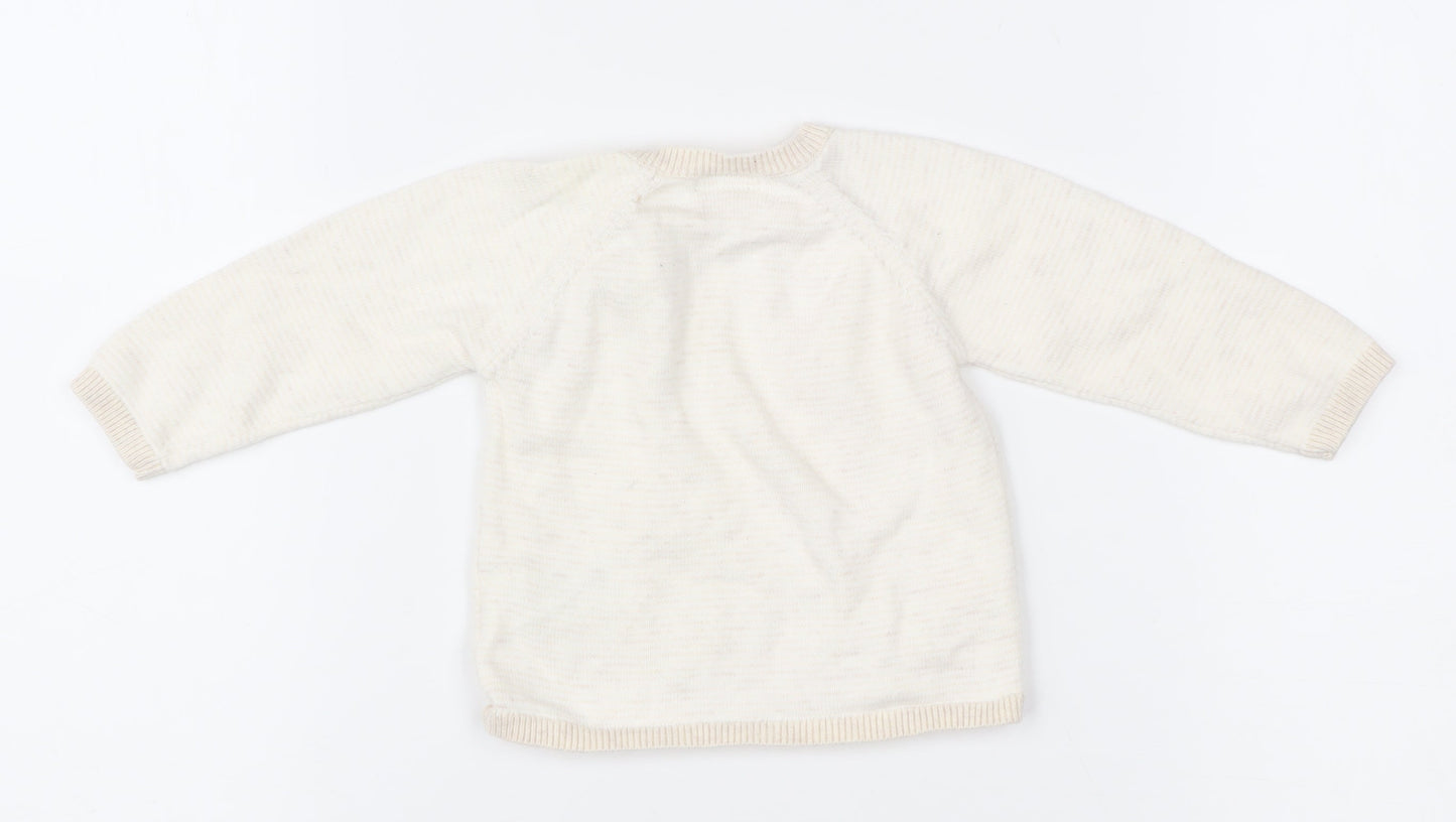 Mamas & Papas Ivory Unisex Cardigan 0-3 Months Cotton