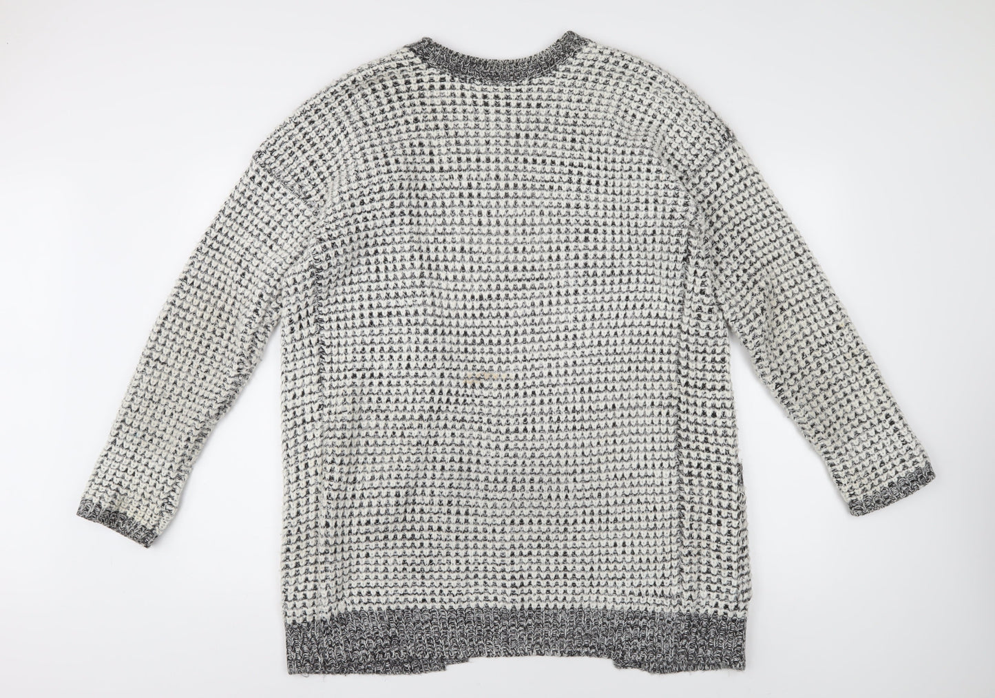 Bluenotes Women's Grey Cardigan, Size L, Chunky Knit