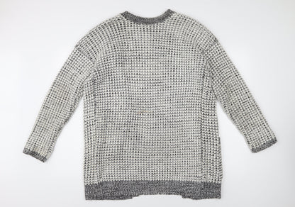Bluenotes Women's Grey Cardigan, Size L, Chunky Knit