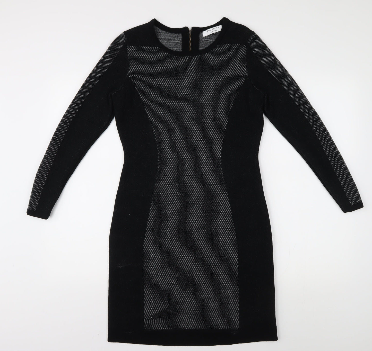 John Lewis Black Wool Blend Sheath Dress M