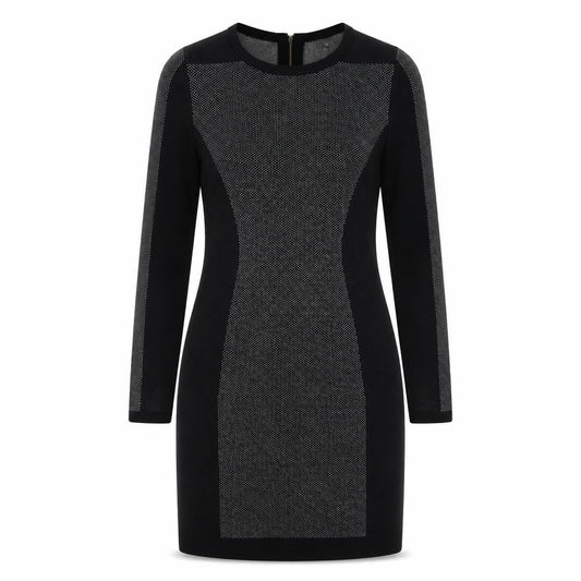 Front view of John Lewis Black Wool Blend Sheath Dress M