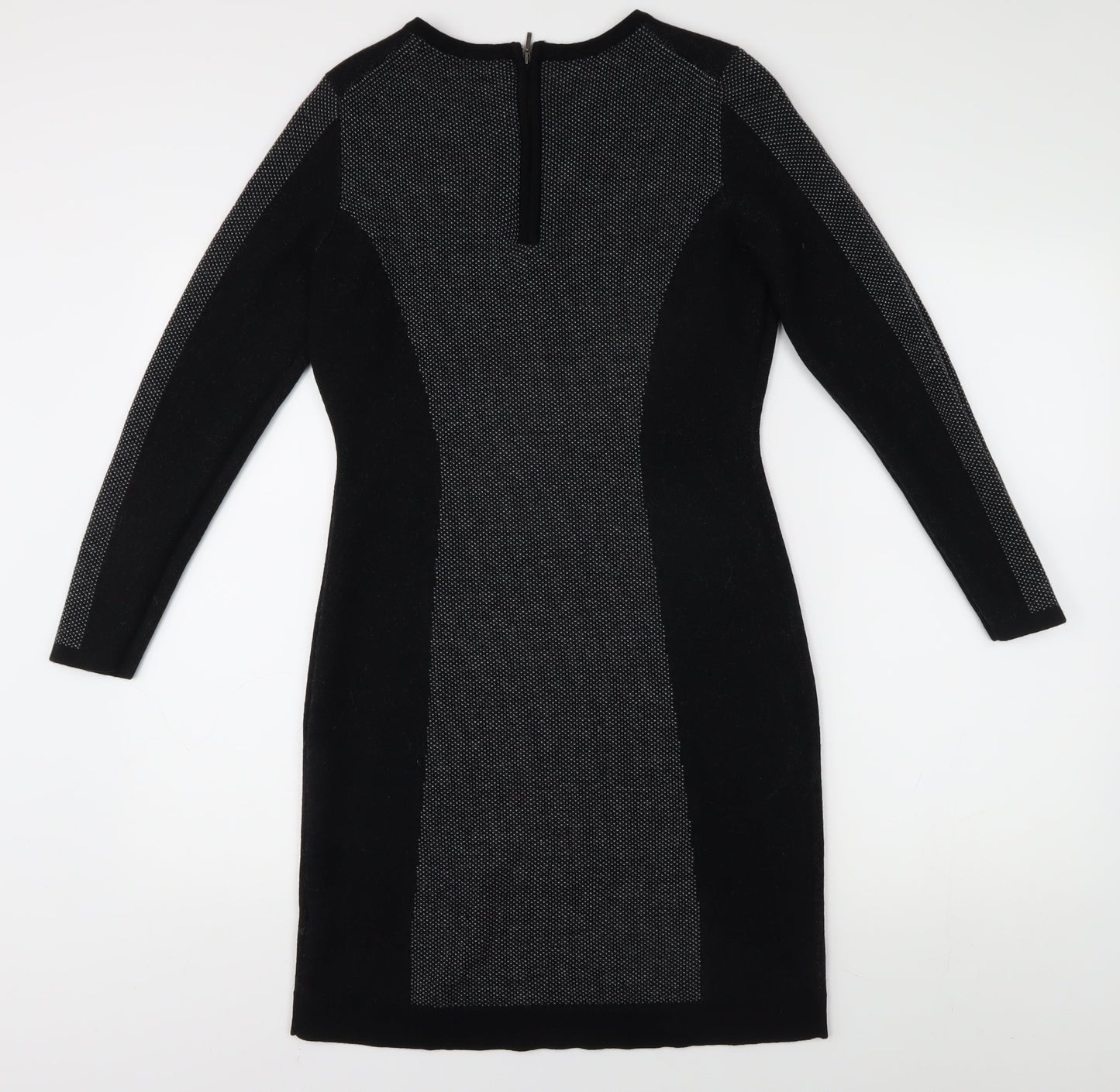 John Lewis Black Wool Blend Sheath Dress M