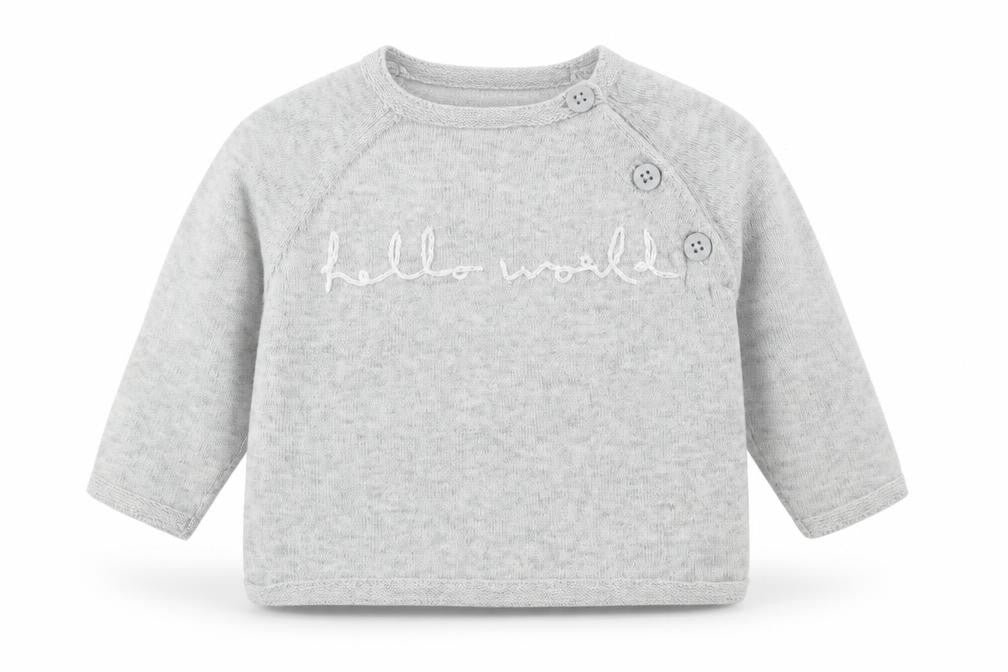 Front view of mamas & papas Grey unisex baby jumper 0-3 months