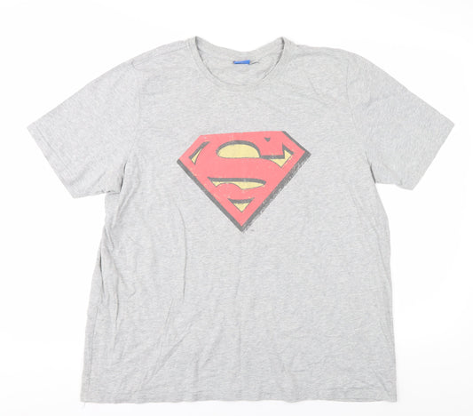 Superman Men's Grey XL Graphic Cotton T-Shirt