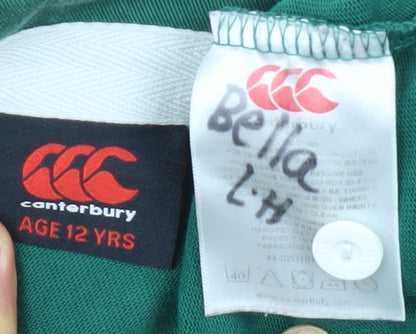 Canterbury Boys Green Rugby Polo Shirt, 12 Years, Long Sleeve
