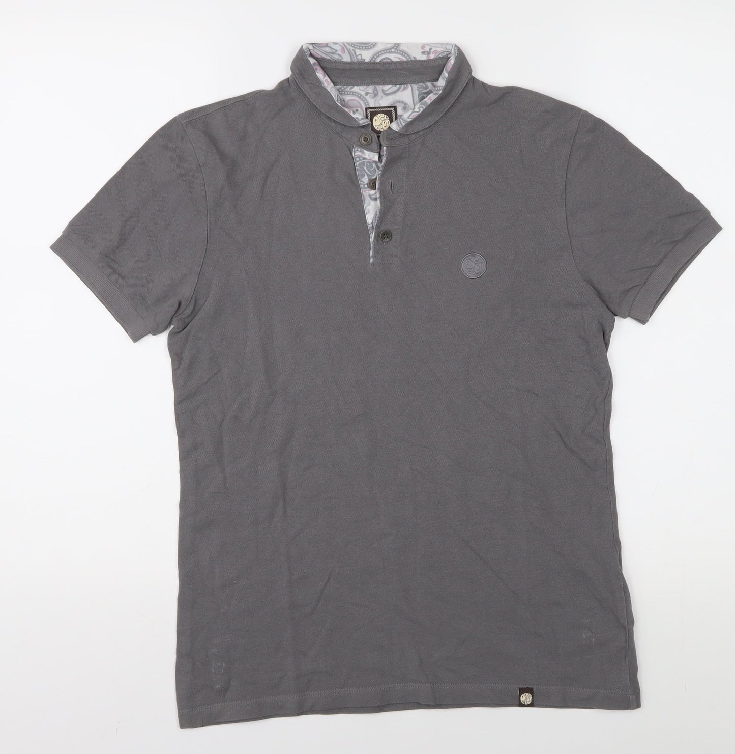 Pretty Green Men's Grey XS Polo Shirt 100% Cotton
