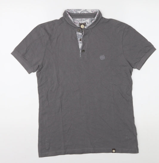 Pretty Green Men's Grey XS Polo Shirt 100% Cotton
