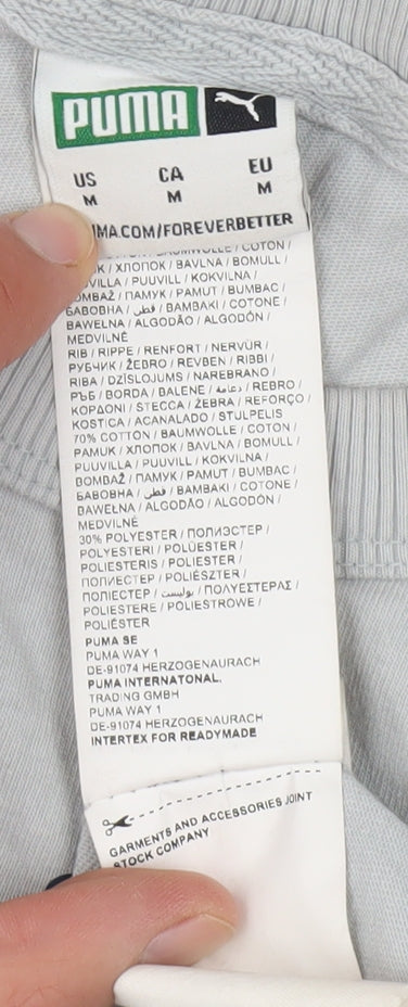 Puma Men's Grey Crew Neck T-Shirt, Size M, Logo Accent