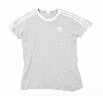 Womens UK Size 12 adidas Grey Ringer T-Shirt