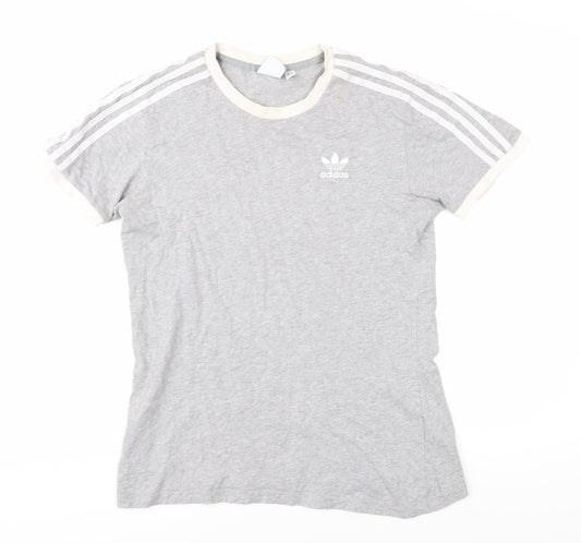 Womens UK Size 12 adidas Grey Ringer T-Shirt