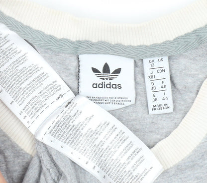 Womens UK Size 12 adidas Grey Ringer T-Shirt