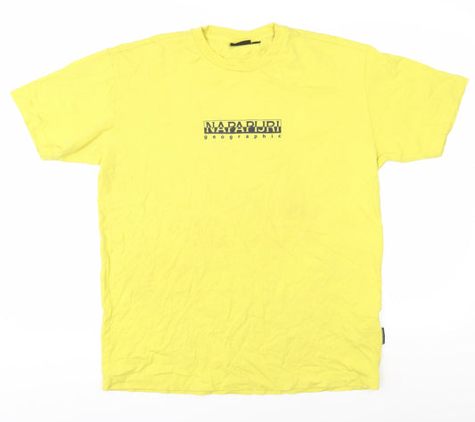 Napapijri Men's Yellow Cotton Short Sleeve T-Shirt