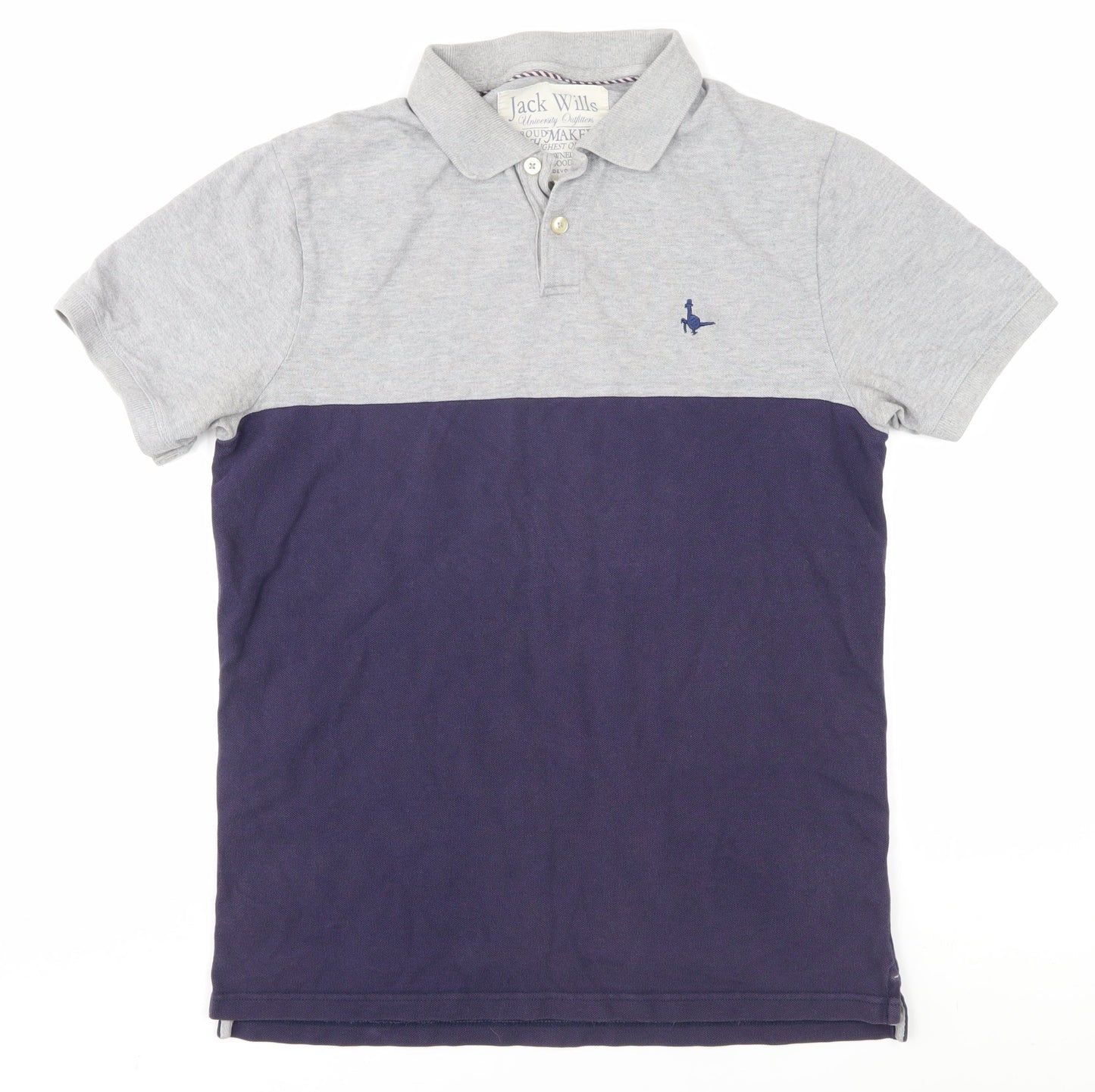 Jack Wills Men's Grey Colourblock Polo Shirt M