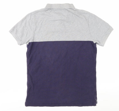Jack Wills Men's Grey Colourblock Polo Shirt M
