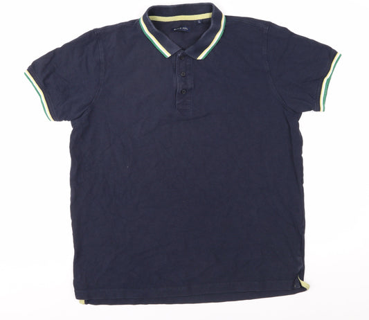 Brave Soul Men's Blue Polo Shirt L