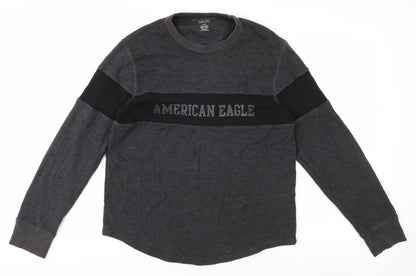 Mens UK Size L American Eagle Grey Pullover Sweatshirt