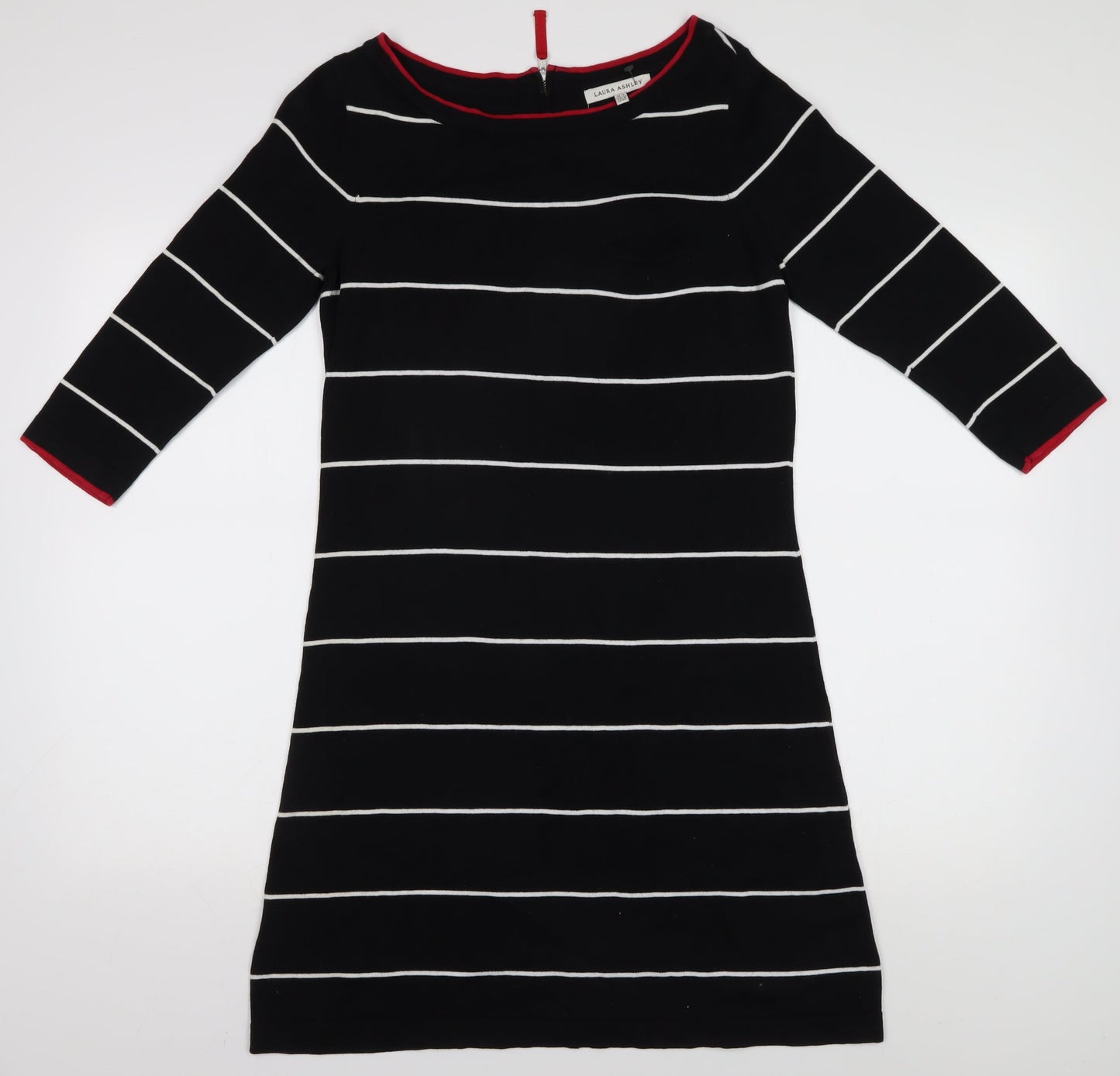 Laura Ashley Black Striped Shift Dress, Size 12