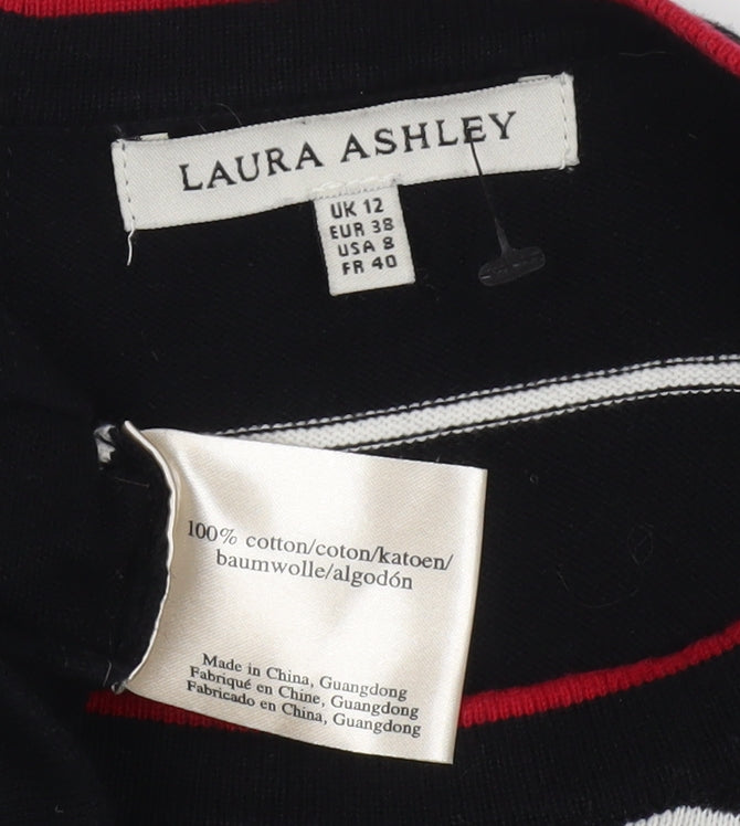 Laura Ashley Black Striped Shift Dress, Size 12