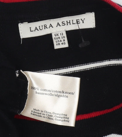 Laura Ashley Black Striped Shift Dress, Size 12