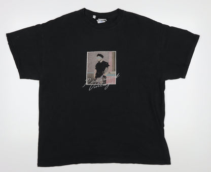 Reclaimed Vintage Men's Black Graphic T-Shirt L