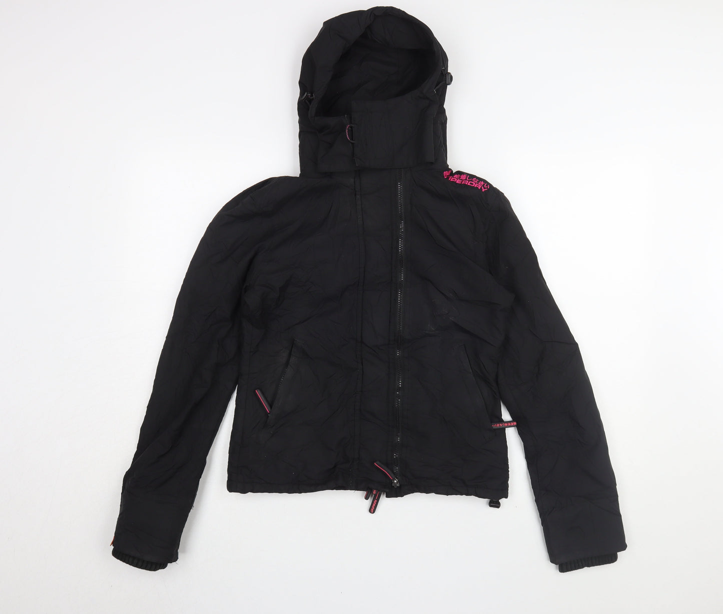 Womens UK Size S Superdry Black Windbreaker Coat