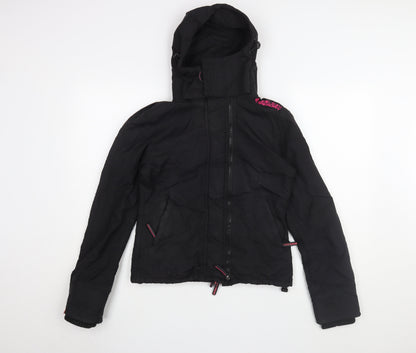 Womens UK Size S Superdry Black Windbreaker Coat