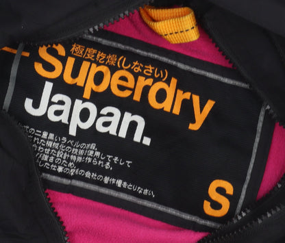 Womens UK Size S Superdry Black Windbreaker Coat