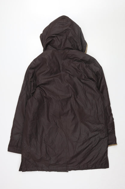 Loft Brown Hooded Rain Coat Women Size 10
