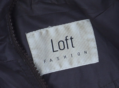 Loft Brown Hooded Rain Coat Women Size 10