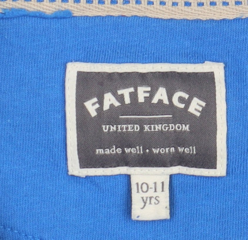 FatFace Boys Blue Fleece 1/2 Zip Graphic Sweatshirt 10-11 Years