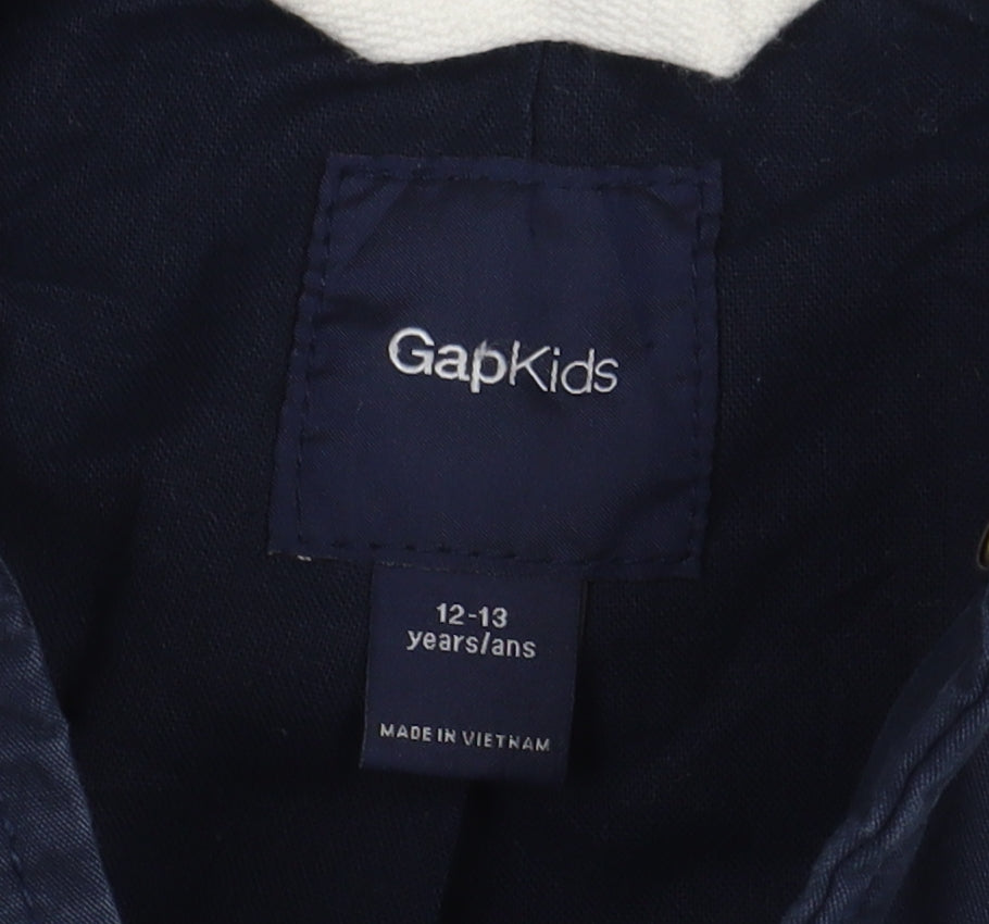 GapKids Boys Blue Parka Jacket 12-13 Years Hooded Mid-Length