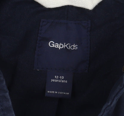 GapKids Boys Blue Parka Jacket 12-13 Years Hooded Mid-Length