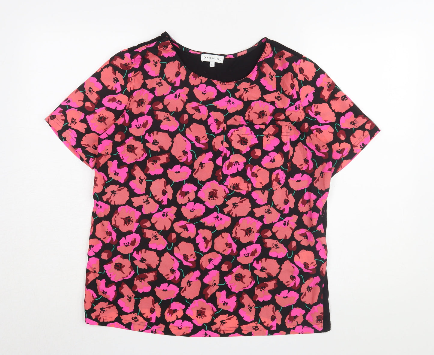 Womens UK Size 12 Warehouse Multicoloured Basic T-Shirt