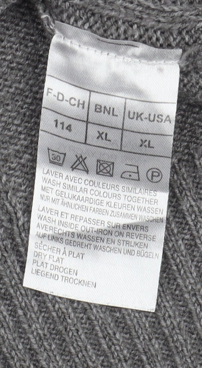 Damart Men's XL Red Grey Cable-Knit Pullover Jumper