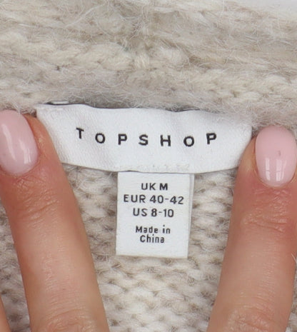 Womens UK Size M Topshop Beige Cardigan Jumper