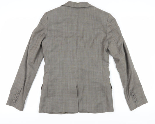 H&M Women's Brown Plaid Tailored Suit Jacket, Size 8