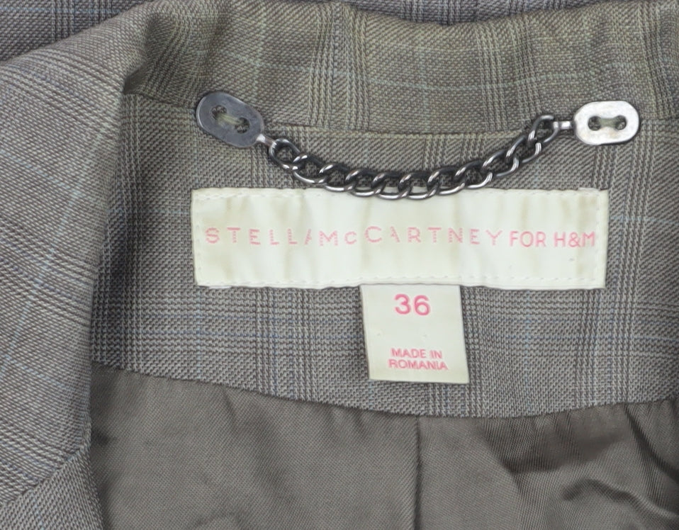 H&M Women's Brown Plaid Tailored Suit Jacket, Size 8
