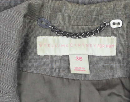 H&M Women's Brown Plaid Tailored Suit Jacket, Size 8